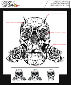 Skull And Roses Vector Asset